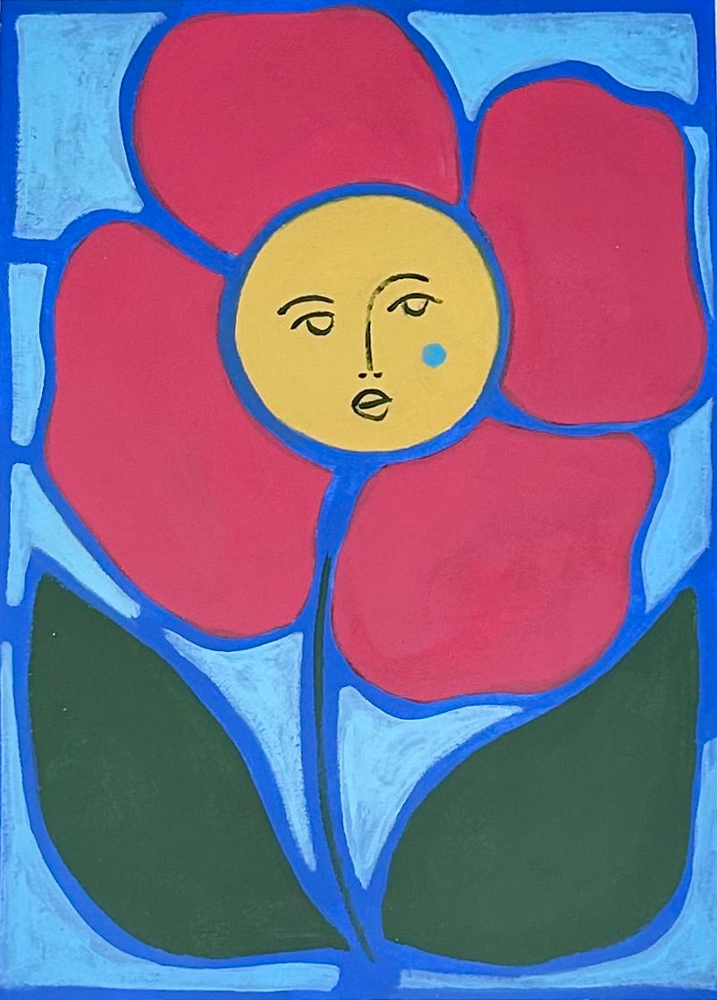 Rebecca Adler Lady in Bloom III Painting in Wavy Gold Frame