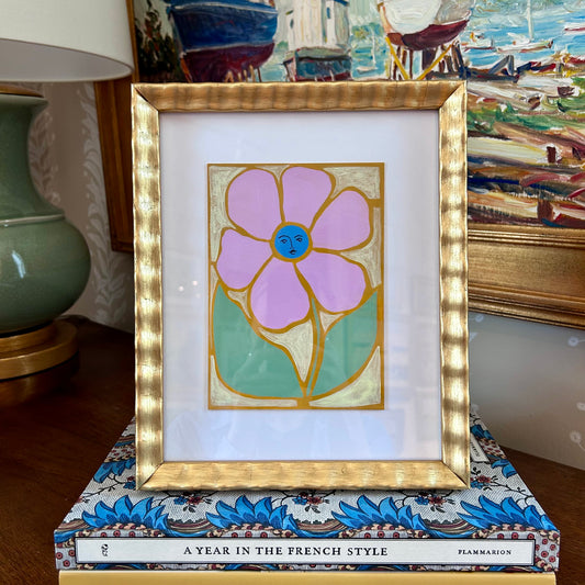 Rebecca Adler Lady in Bloom I Painting in Wavy Gold Frame