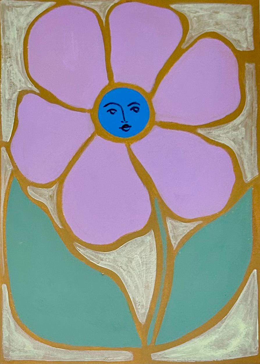 Rebecca Adler Lady in Bloom I Painting in Wavy Gold Frame