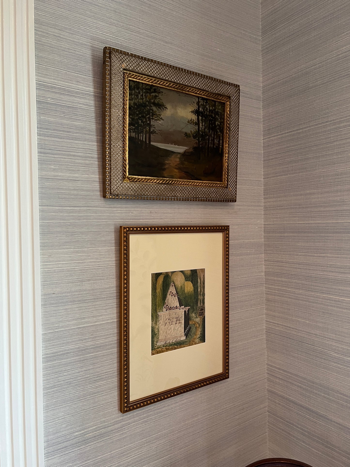 19th Century 1887 Sailboats on Lake Oil Painting in Carved Gilded Frame