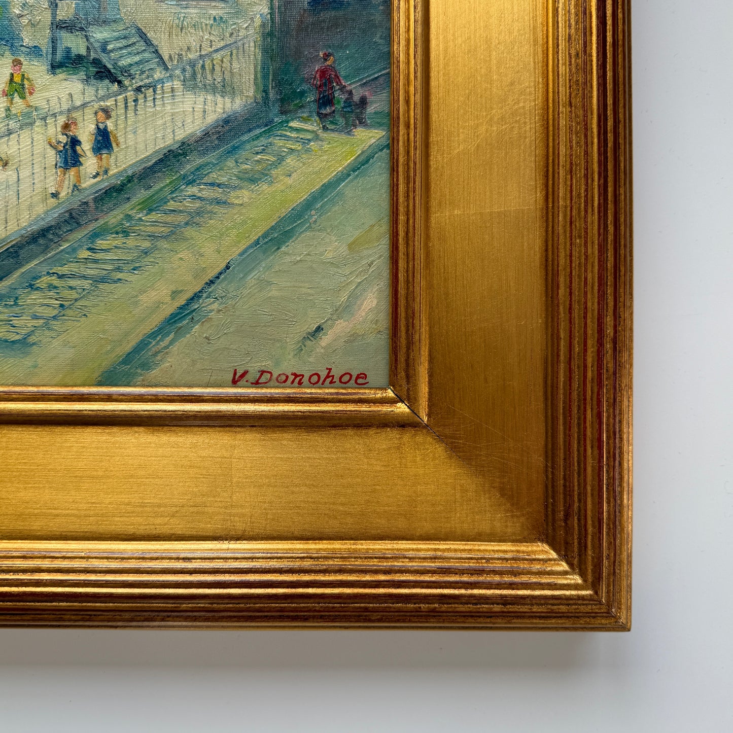 Victoria Donohue Recess Nuns in the School Yard Oil Painting in Gold Frame