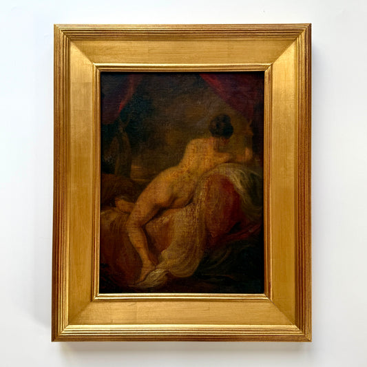 Early 19th Century Reclined Female Nude Portrait in Gold Frame