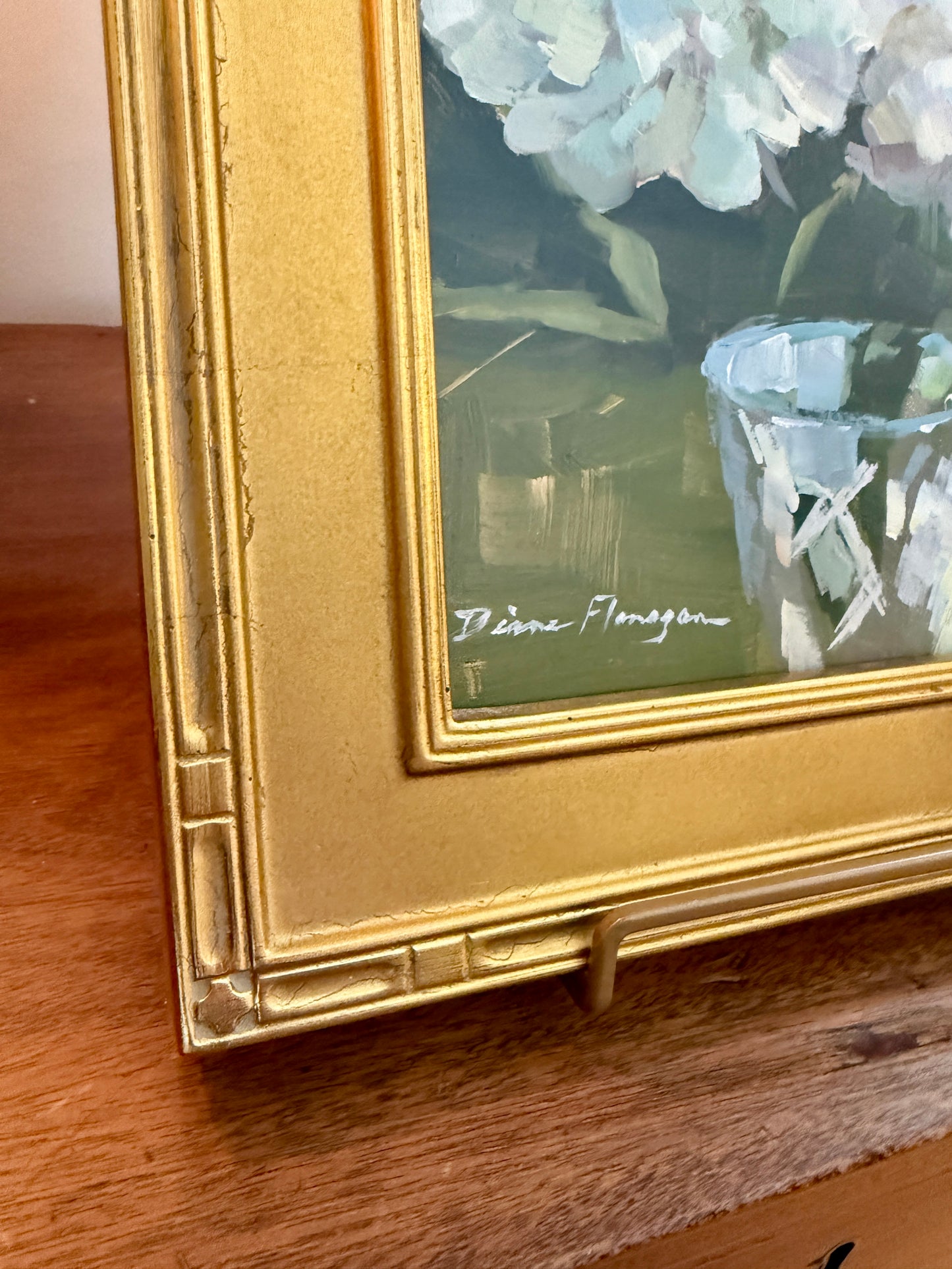 Diane Flanagan Peonies in Crystal Still Life Oil Painting in Gold Frame