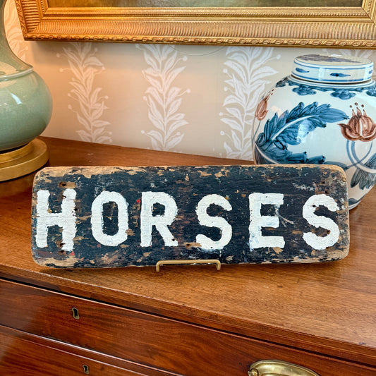 Old Horses Black and White Painted Barn Wood Stable Sign