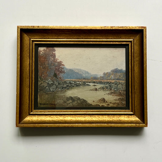Benson Bond Moore American River Landscape Oil Painting in Gold Frame