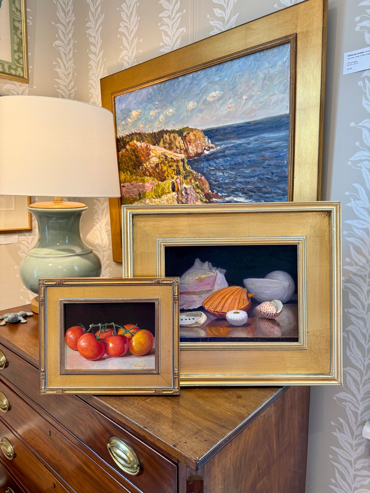 Youqing Wang Tomatoes On The Vine Still Life Oil Painting in Gold Frame