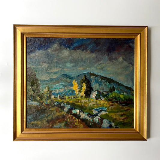 Mountford Coolidge Summer Hills Maine Landscape Oil Painting in Gold Frame