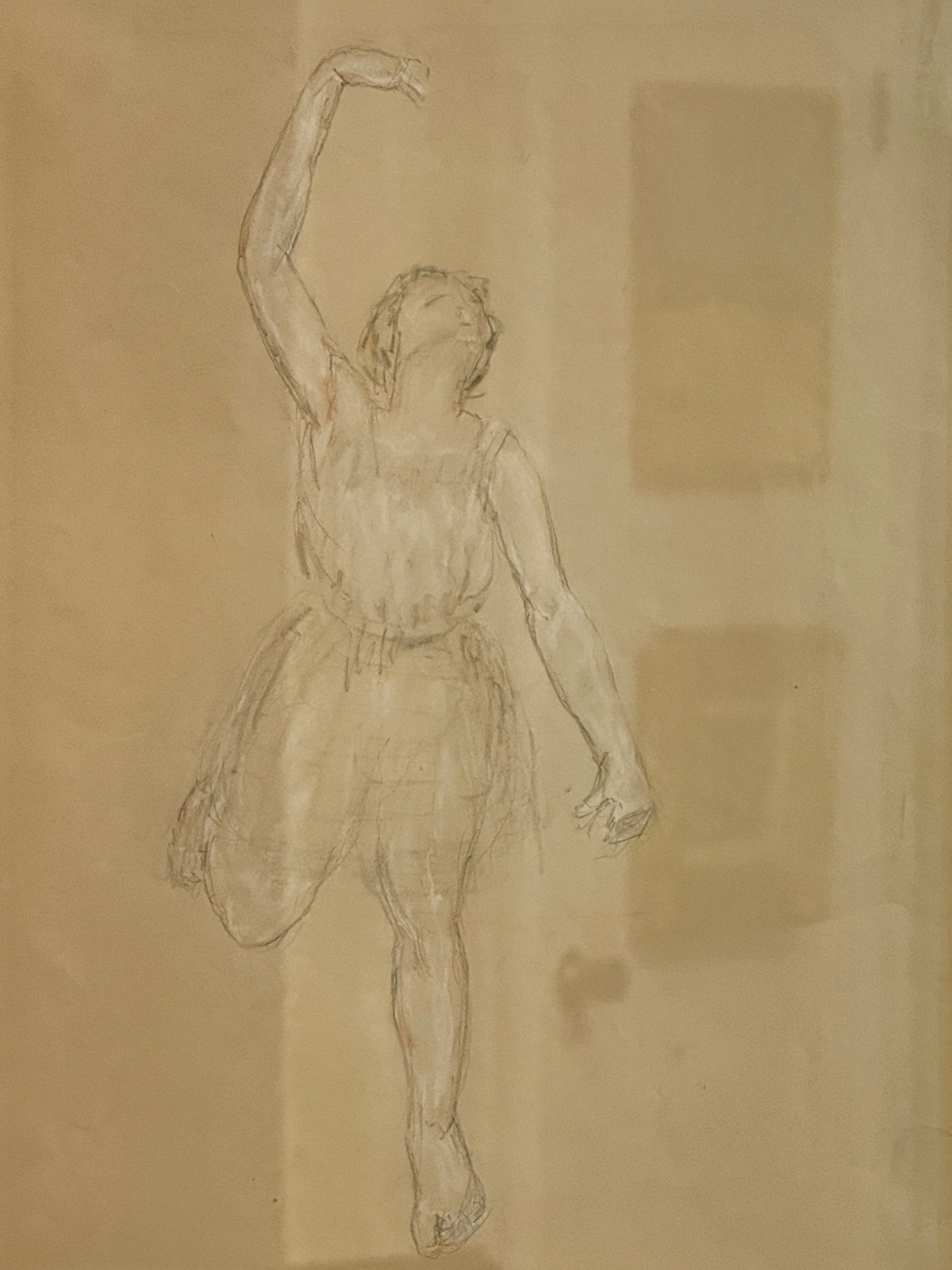 Attr. to Valentine Lecomte Drawing Portrait of Dancer Isadora Duncan in Gold Frame
