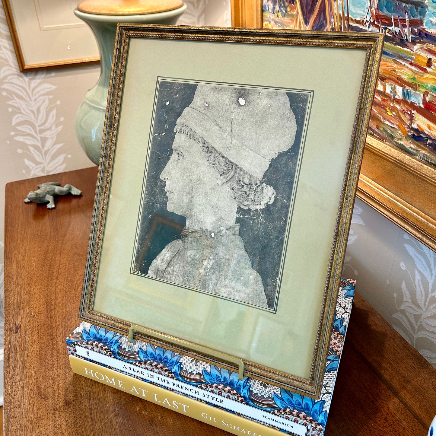 Pair of 15th Century Portrait Prints by Pisanello and Piero della Francesca in Gold Frames
