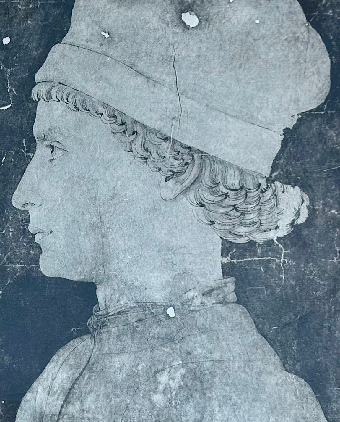 Pair of 15th Century Portrait Prints by Pisanello and Piero della Francesca in Gold Frames
