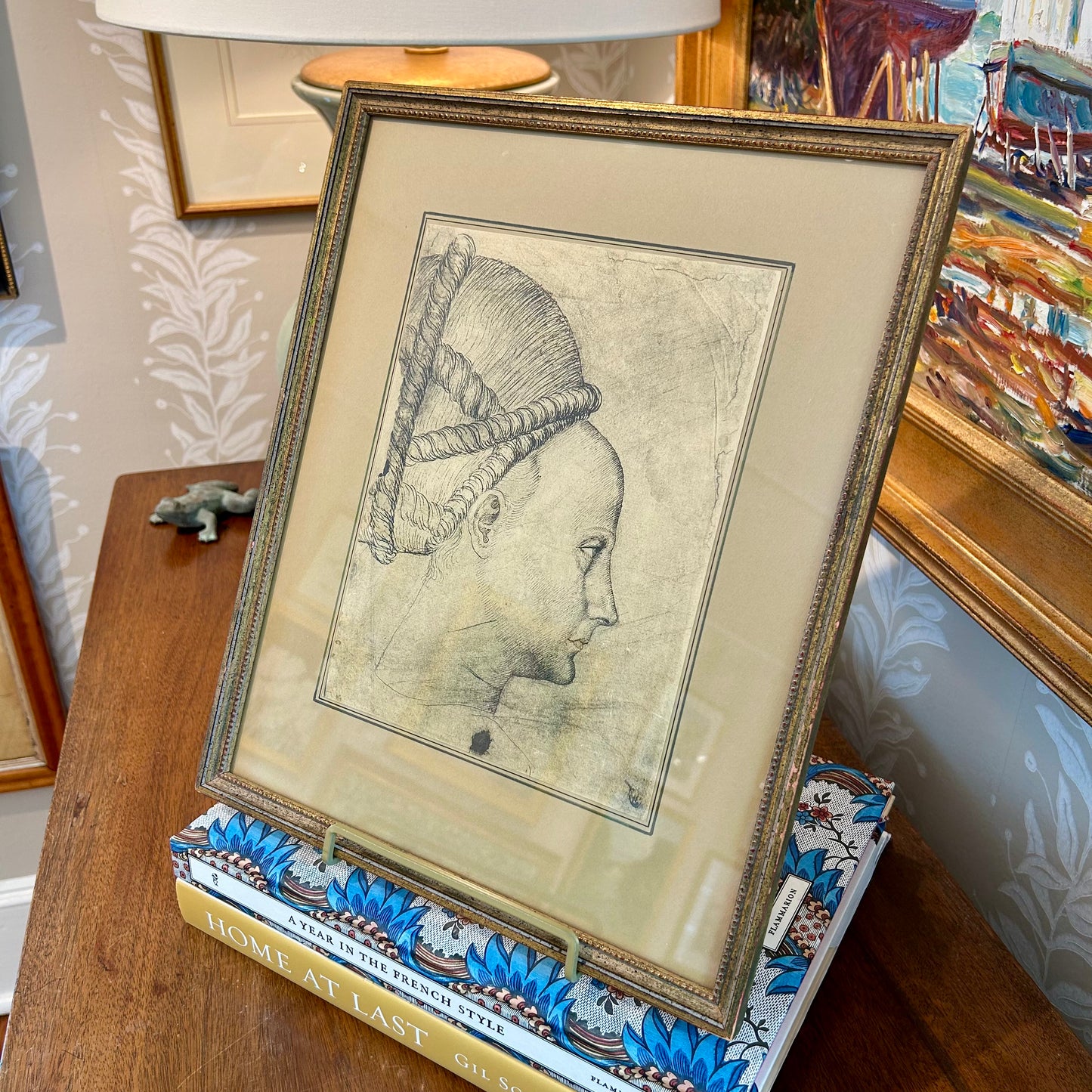 Pair of 15th Century Portrait Prints by Pisanello and Piero della Francesca in Gold Frames