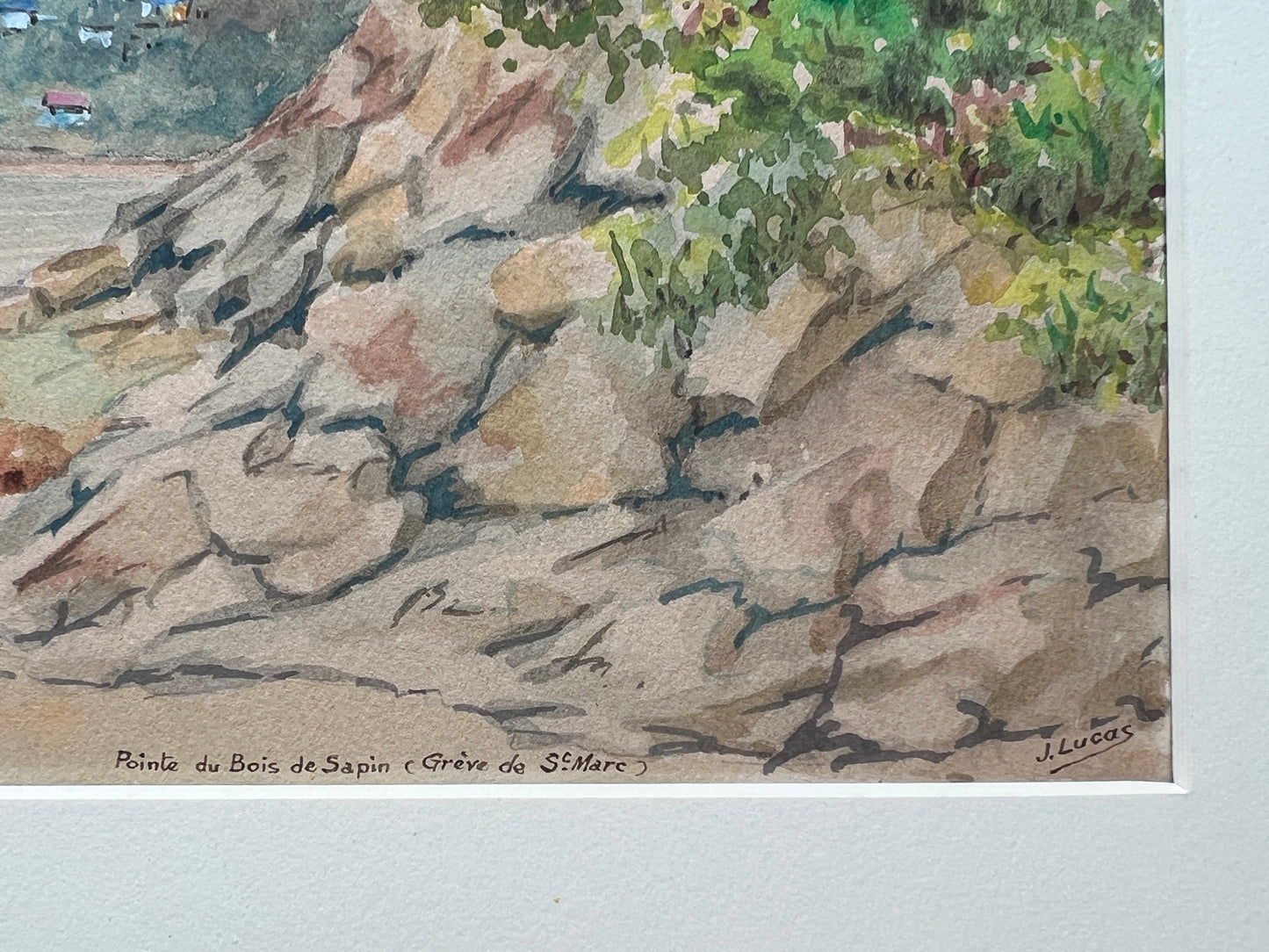 19th Century Coastal Landscape Watercolor Painting by Jean Lucas (French, b. 1823)