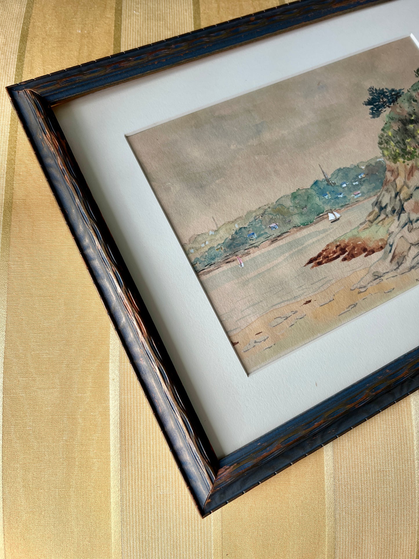 19th Century Coastal Landscape Watercolor Painting by Jean Lucas (French, b. 1823)