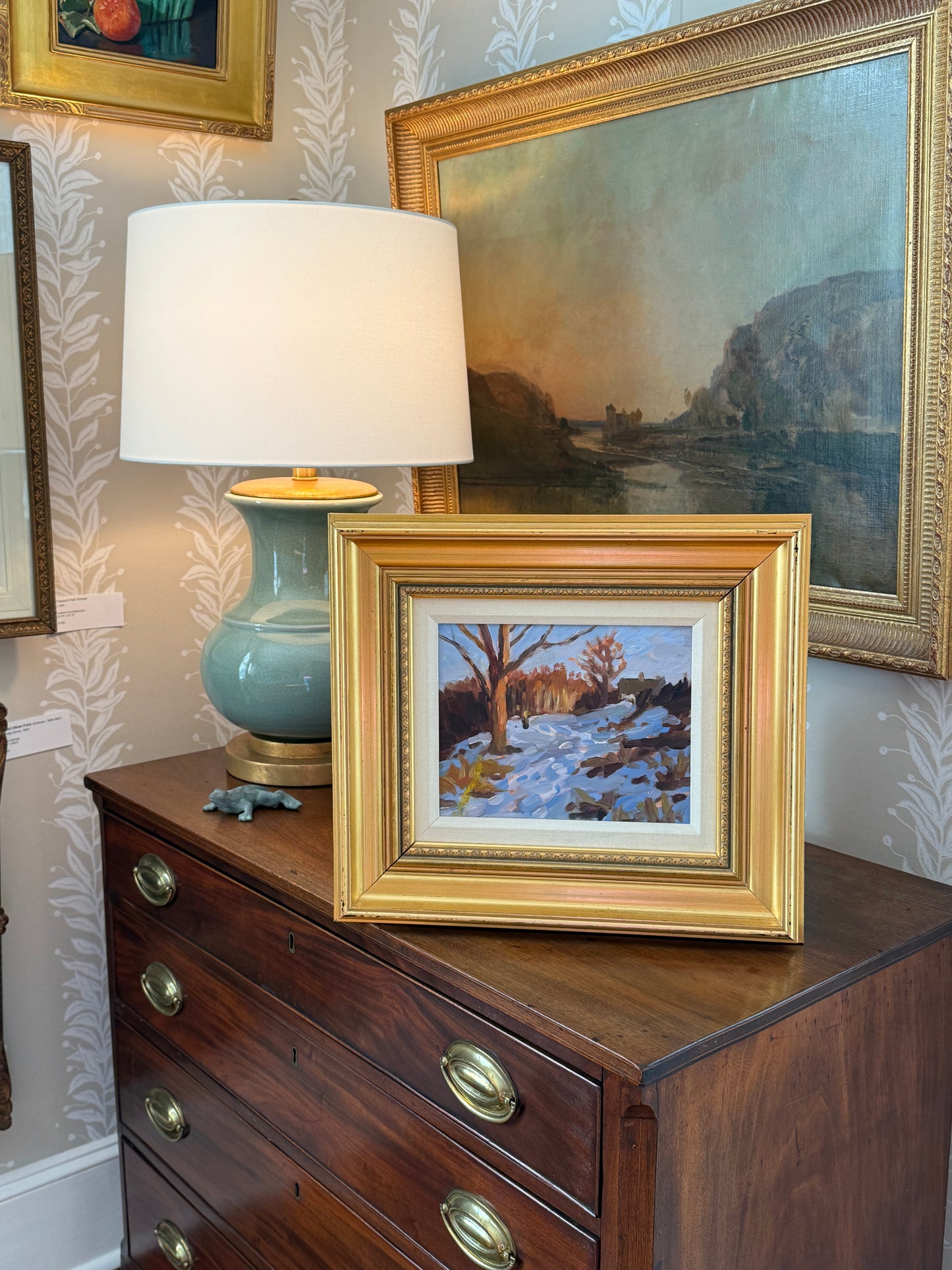 Scott Moore Uphill Path Winter Landscape Oil Painting in Gold Frame