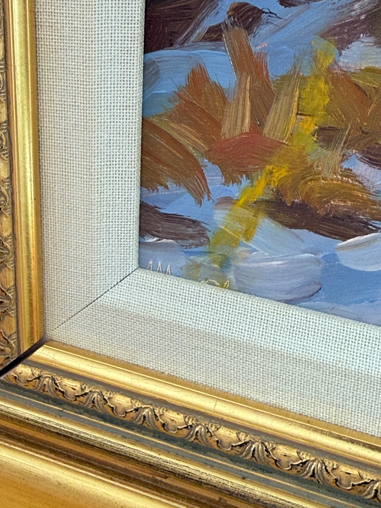 Scott Moore Uphill Path Winter Landscape Oil Painting in Gold Frame