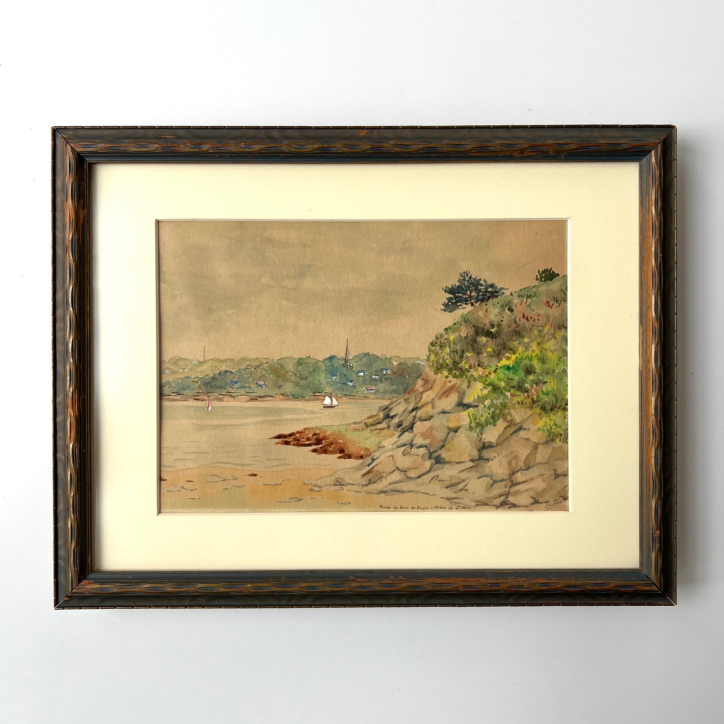 19th Century Coastal Landscape Watercolor Painting by Jean Lucas (French, b. 1823)