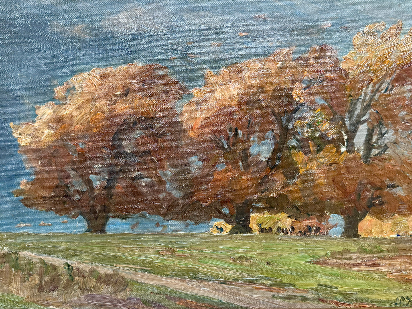 1936 Peter Klitz Cows Before the Storm Oil Painting in Golden Frame