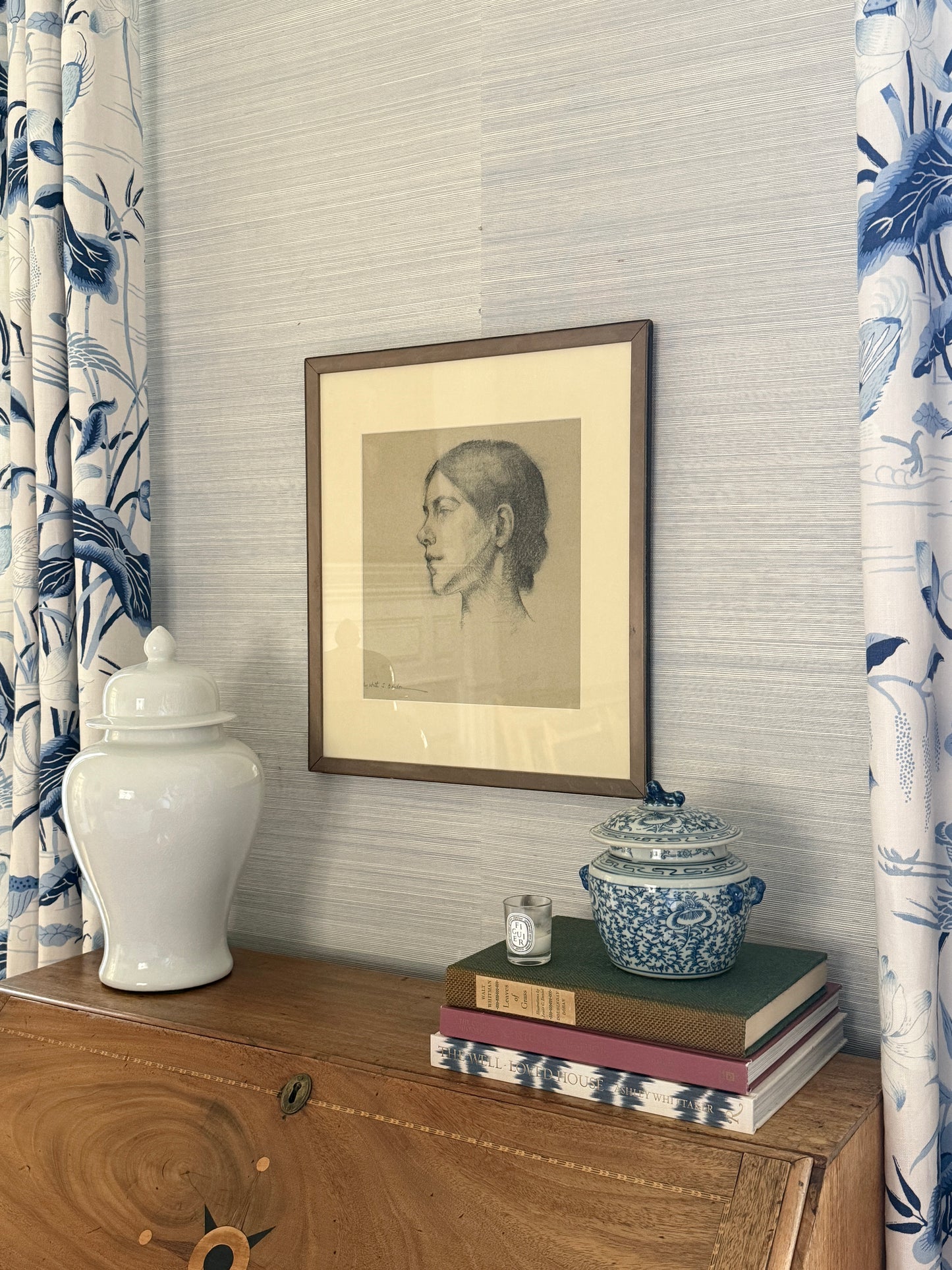 Elizabeth Stith Gordon Portrait of a Ballet Dancer Charcoal Drawing in Wood Frame