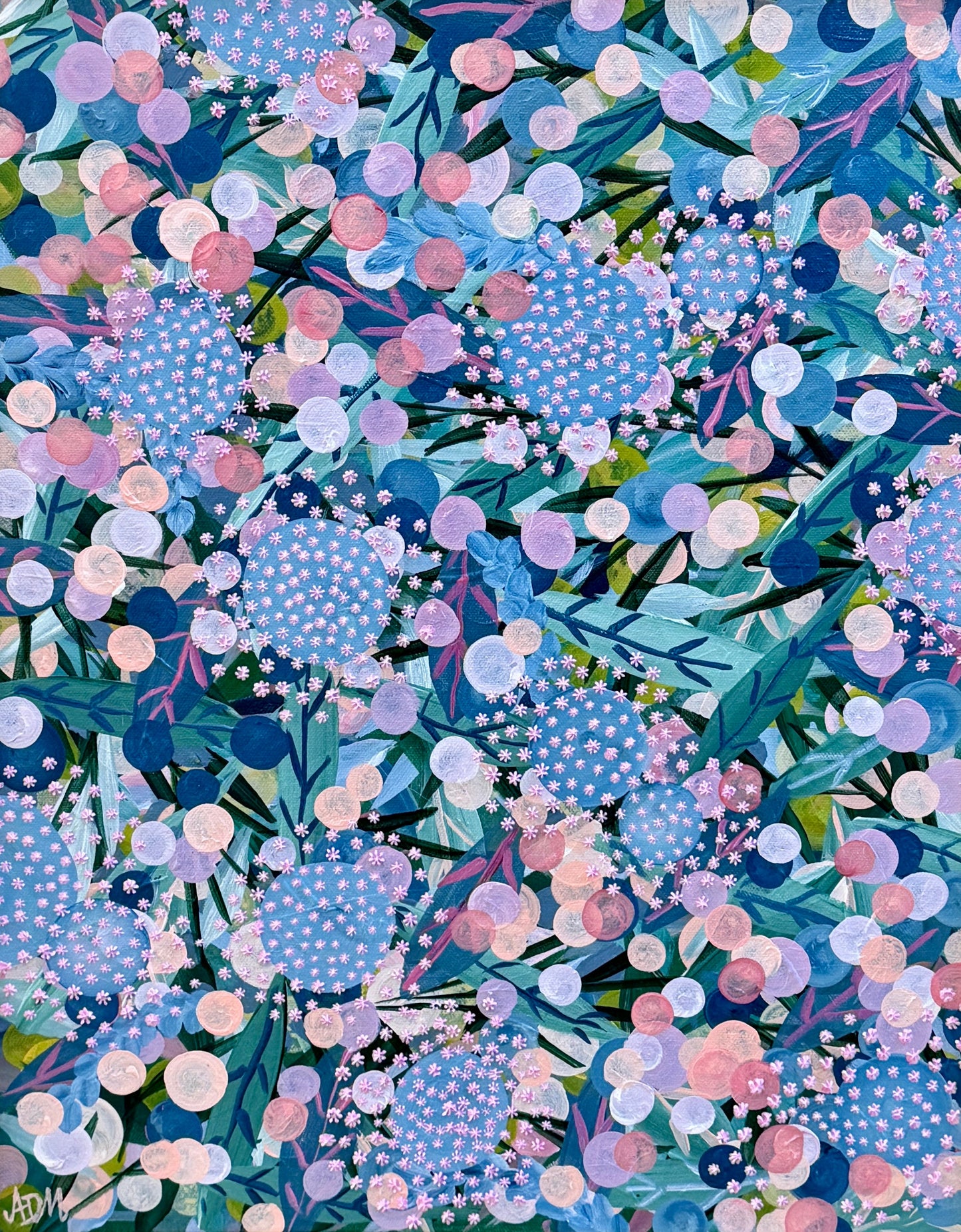 Alison Diamond McElroy Dreaming in Pink I Abstract Floral Painting in Gold Frame