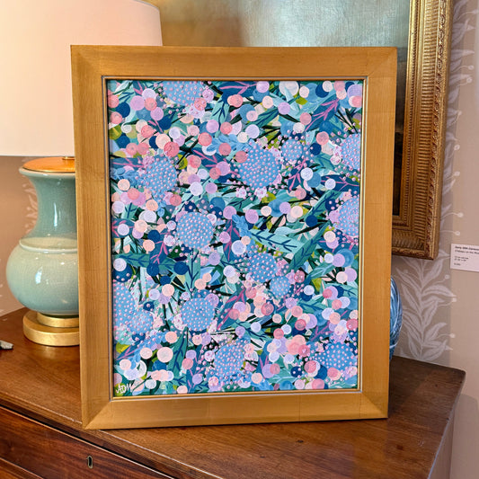 Alison Diamond McElroy Dreaming in Pink I Abstract Floral Painting in Gold Frame