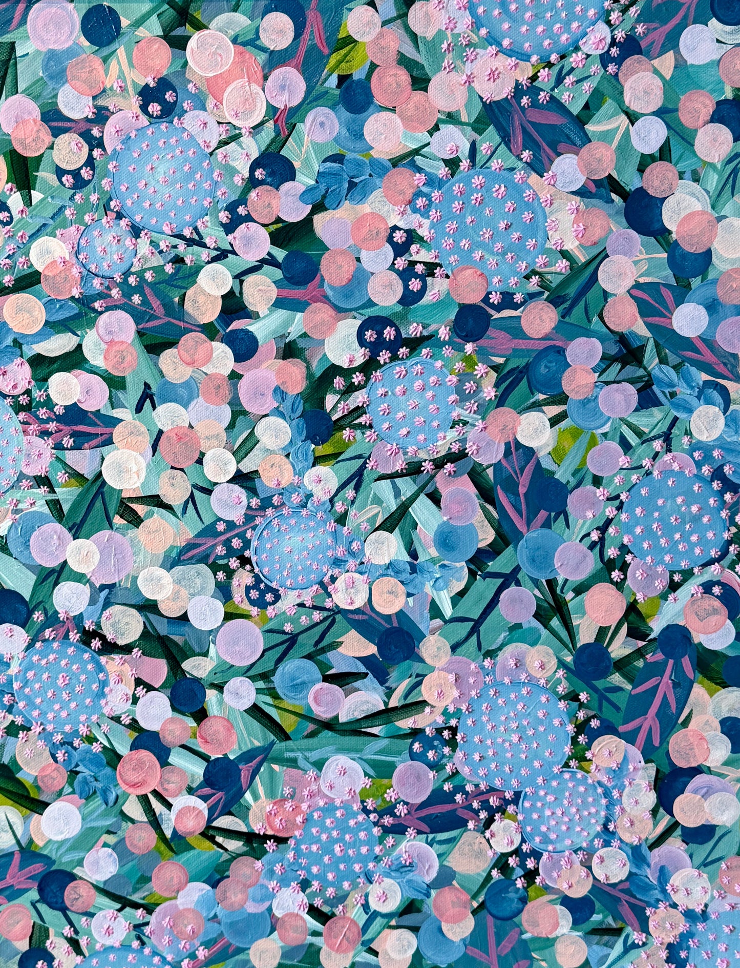 Alison Diamond McElroy Dreaming in Pink II Abstract Floral Painting in Gold Frame