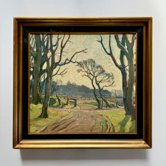Marius Skov Farm Road Country Landscape in Black and Gold Frame