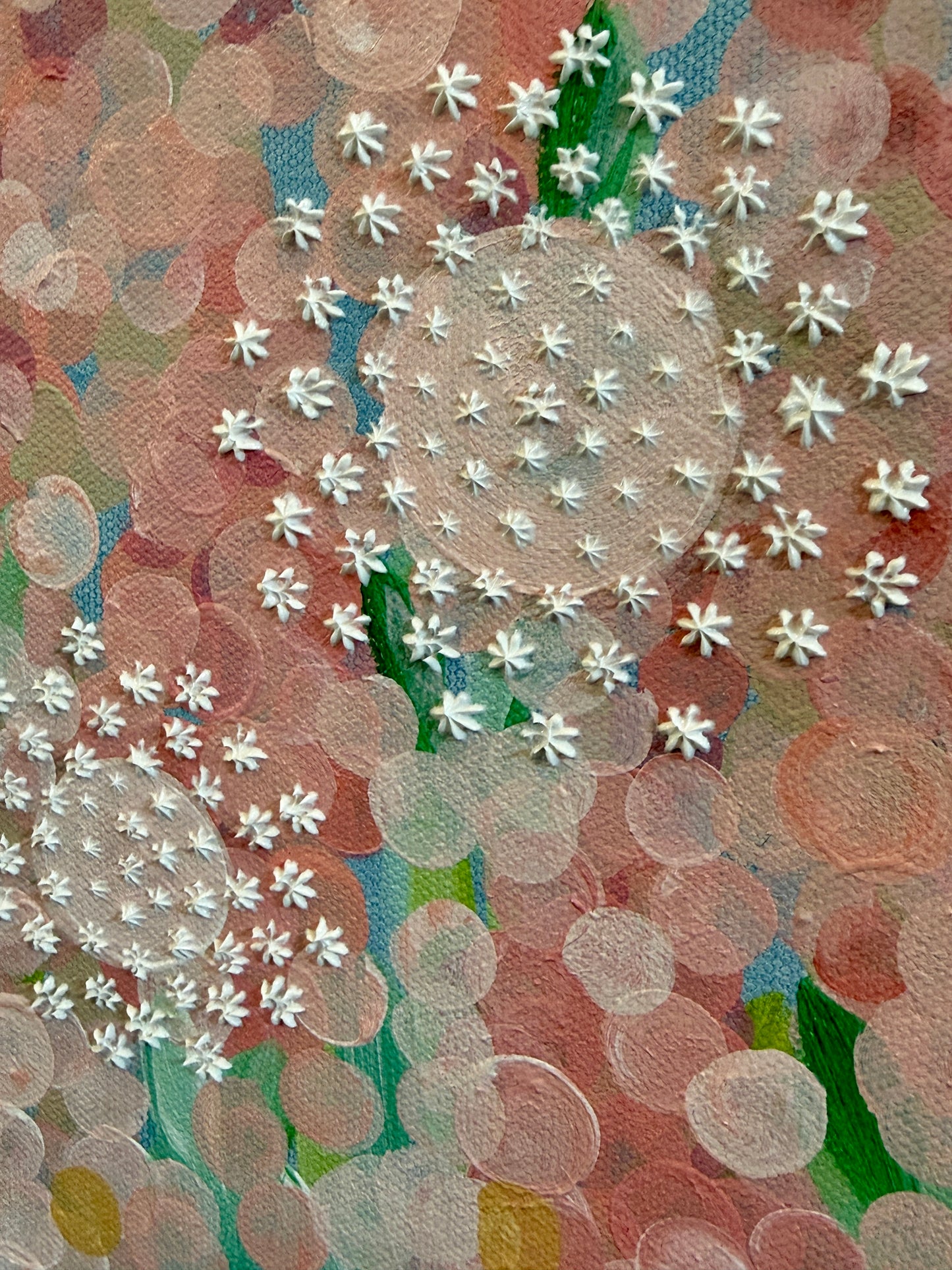 Alison Diamond McElroy Floating Away Abstract Floral Painting in White Floater Frame