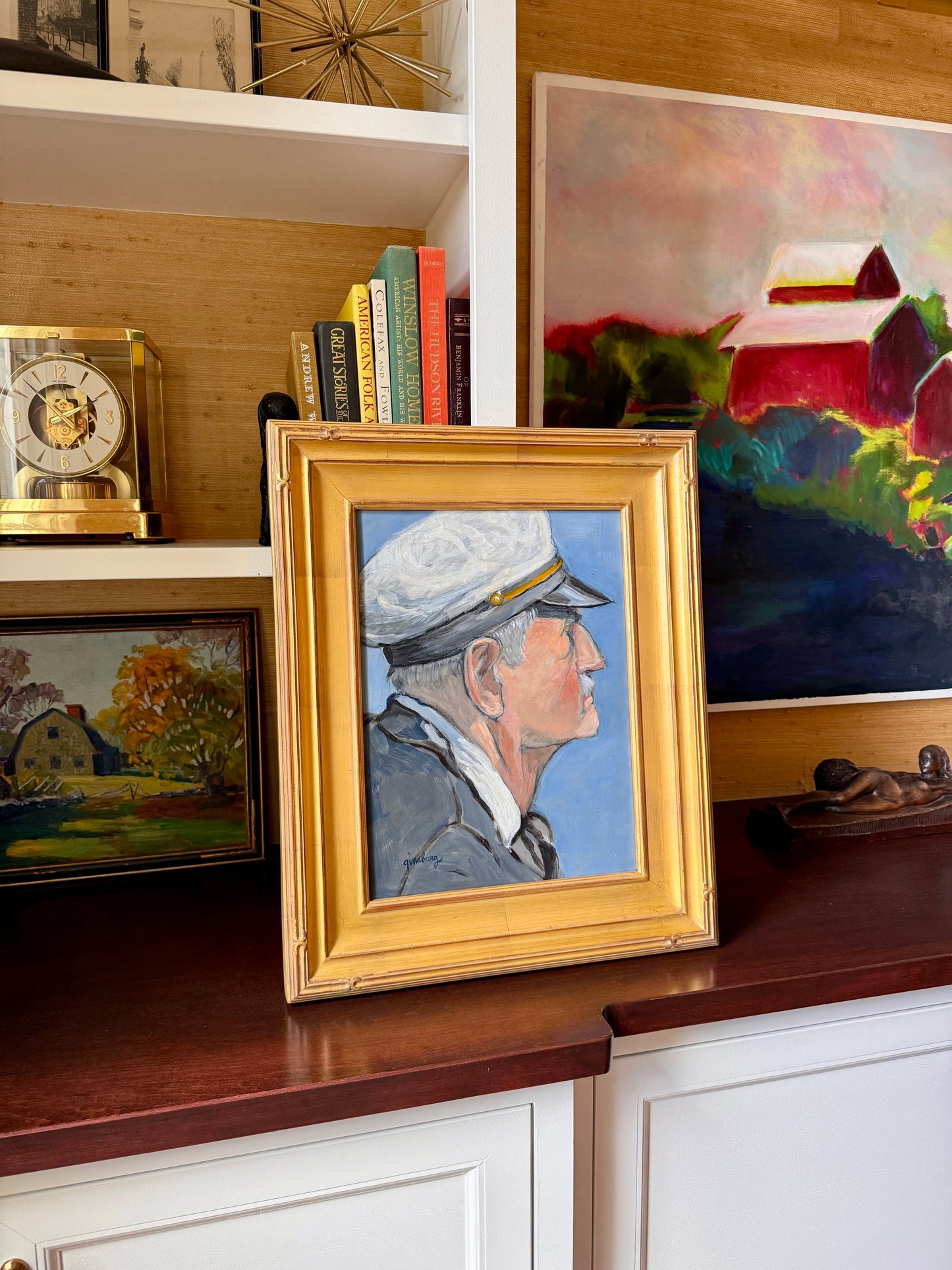 Lorraine Ginsburg Portrait of Horace Sea Captain Painting in Gold Frame