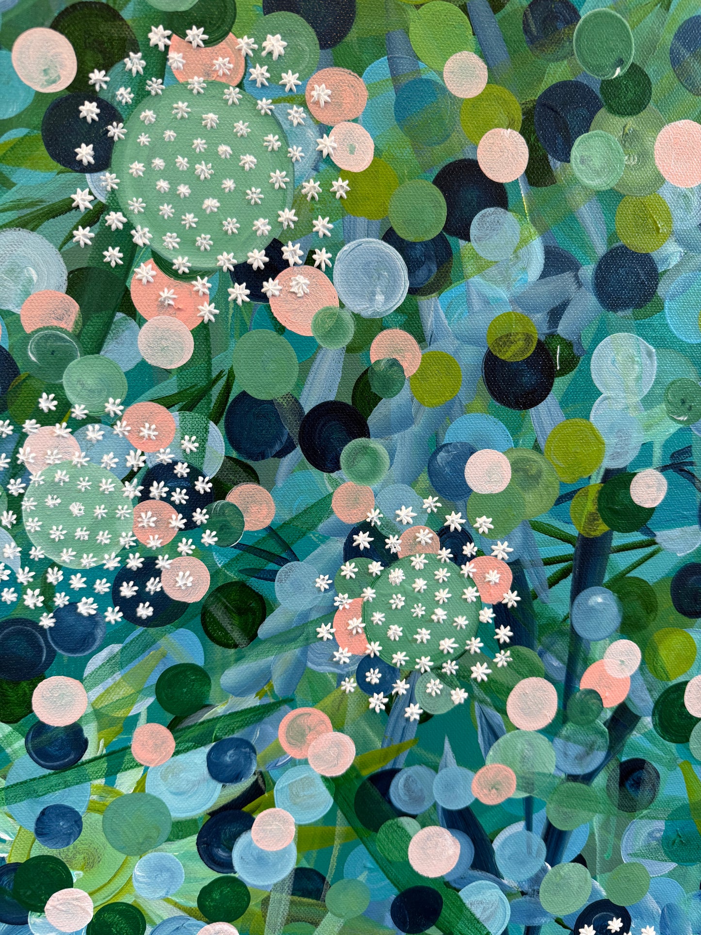 Alison Diamond McElroy Ethereal Garden Abstract Floral Painting in Gold Floater Frame