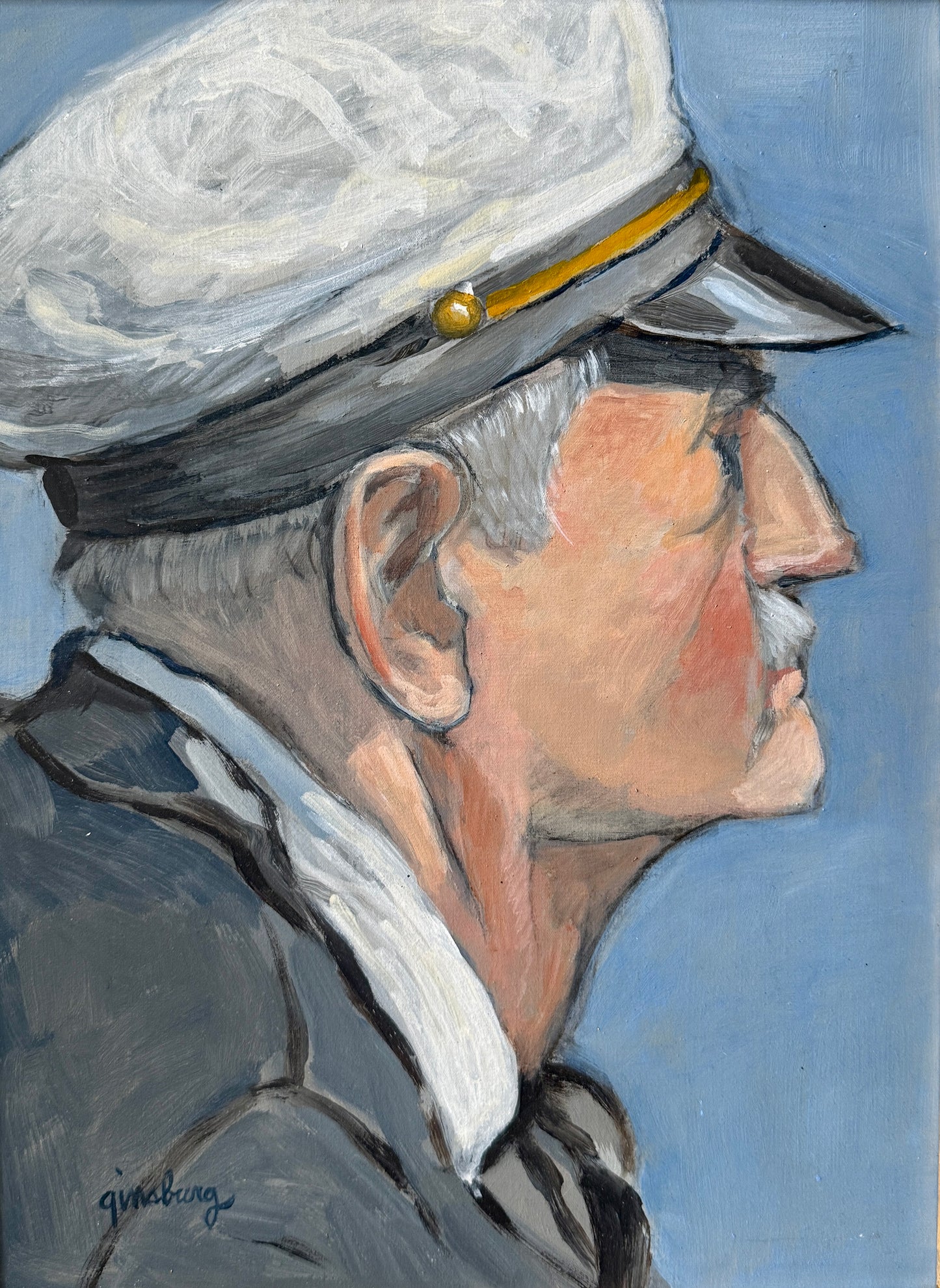 Lorraine Ginsburg Portrait of Horace Sea Captain Painting in Gold Frame