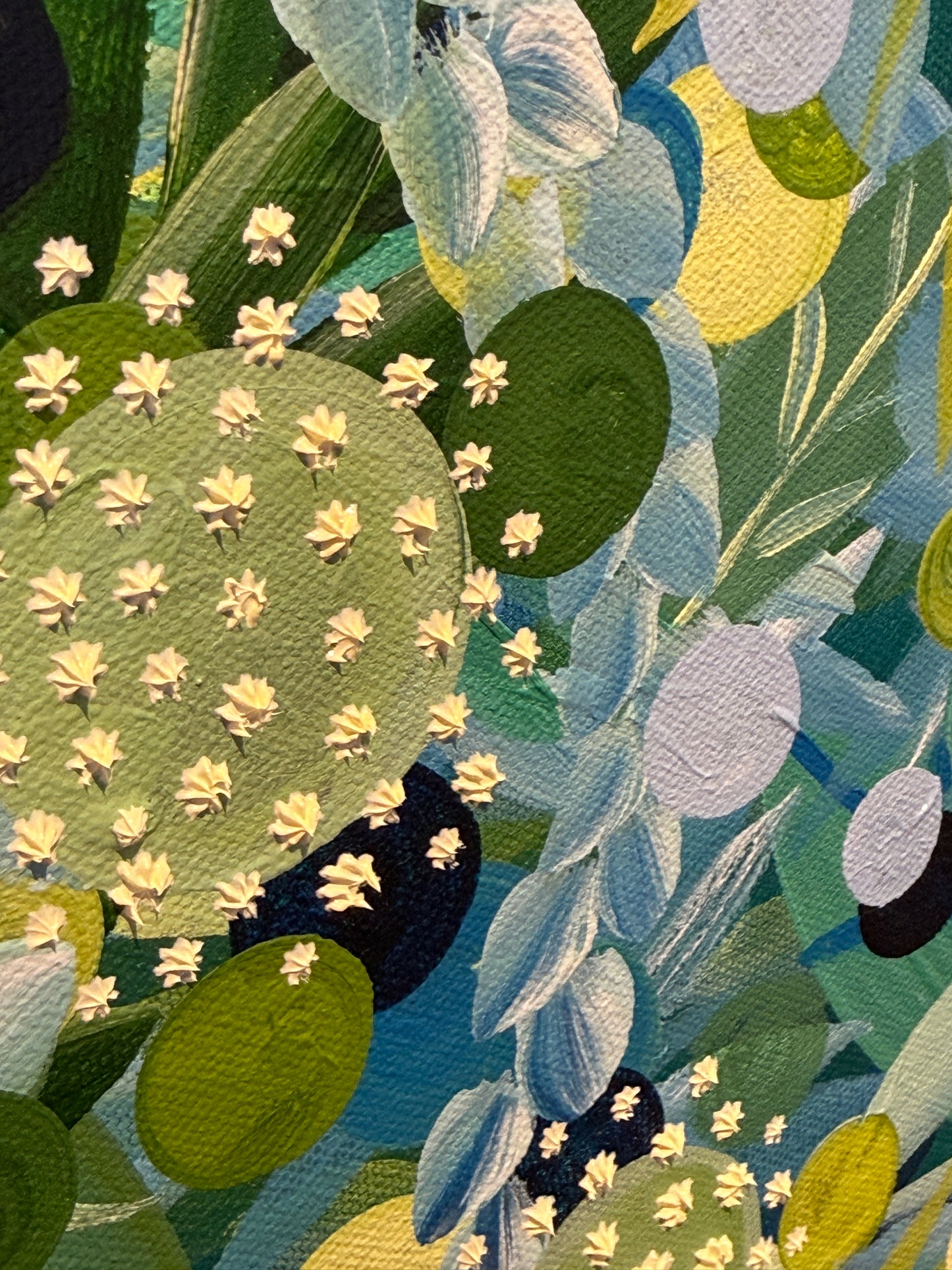 Alison Diamond McElroy Still Blooming Abstract Floral Painting in Gold Floater Frame