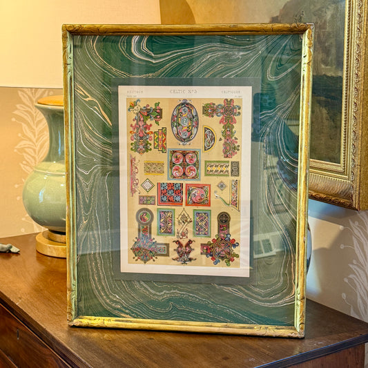 19th Century Colored Lithograph of Celtic Desigs from The Grammar of Ornament (1856)