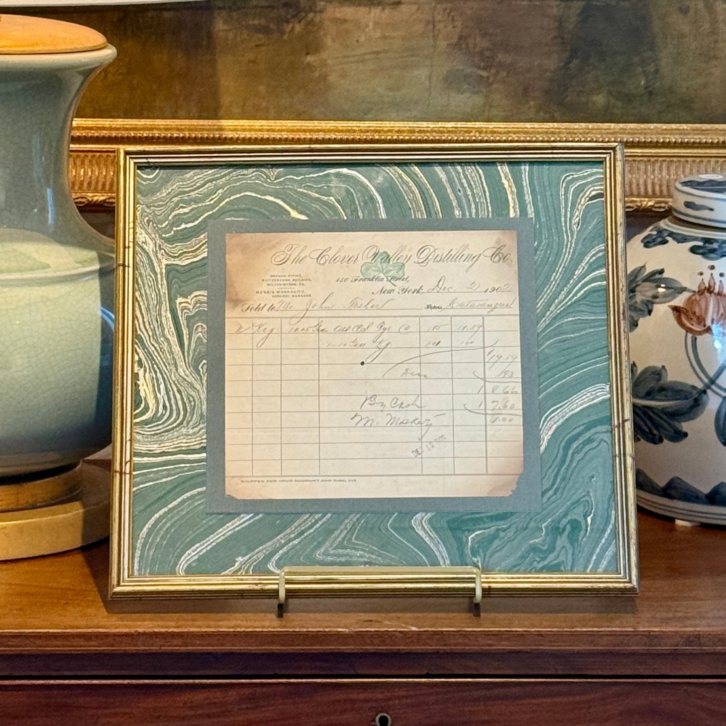 1902 Receipt from The Clover Valley Distilling Company of NY for a Keg of Rye Whiskey