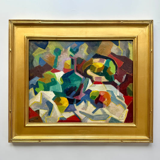 Marian D. Harris Abstract Geometric Tabletop Still Life Oil Painting in Gold Frame