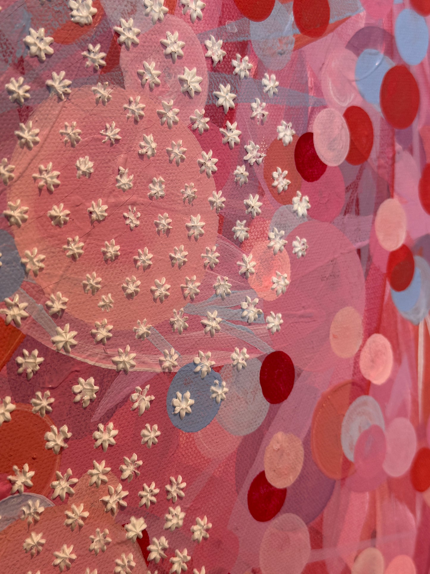 Alison Diamond McElroy Go Pink or Go Home Abstract Floral Painting in White Floater Frame