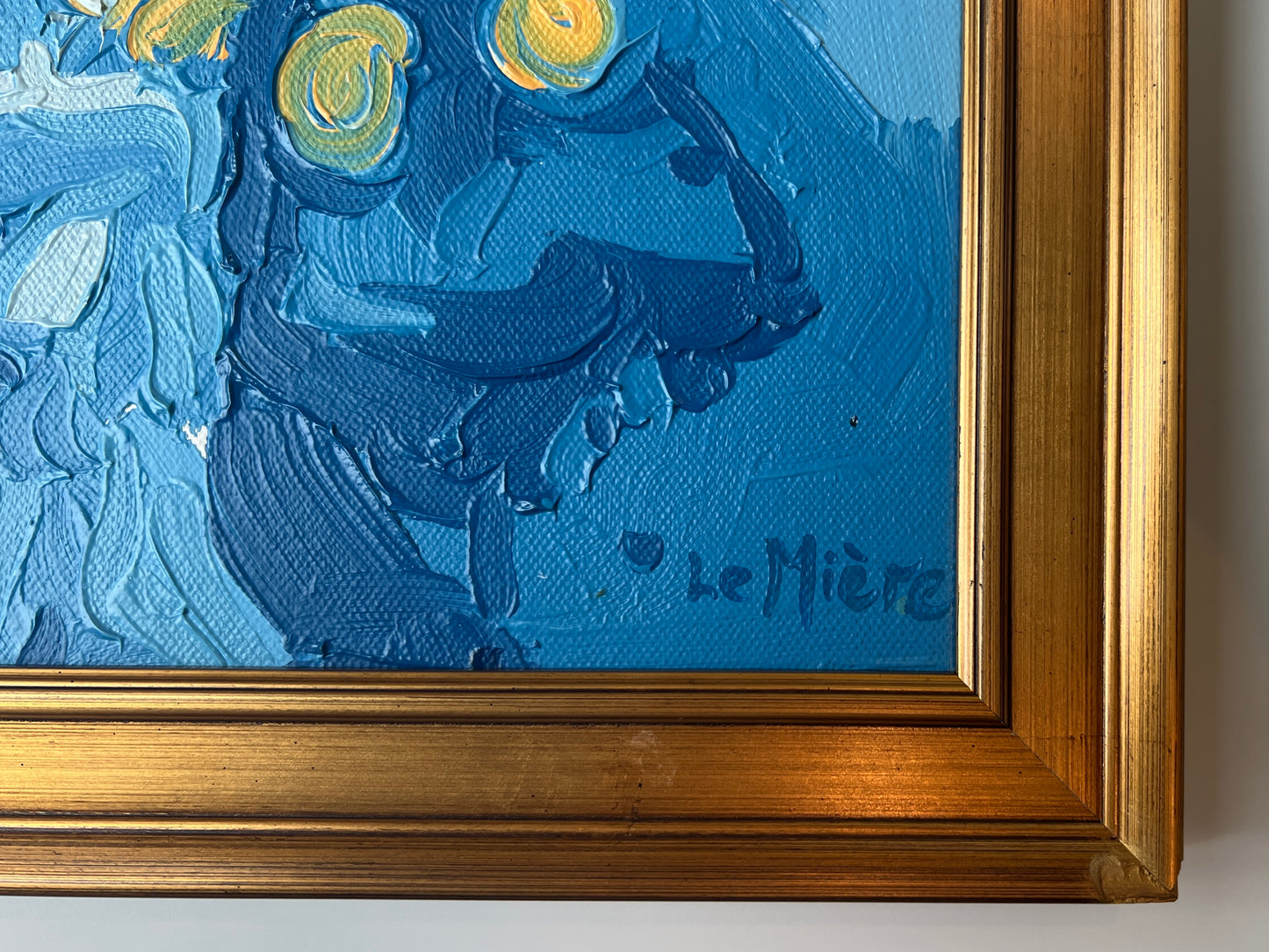 Phillipe LeMiere Modern Lemons Interior Still Life Oil Painting in Gold Frame