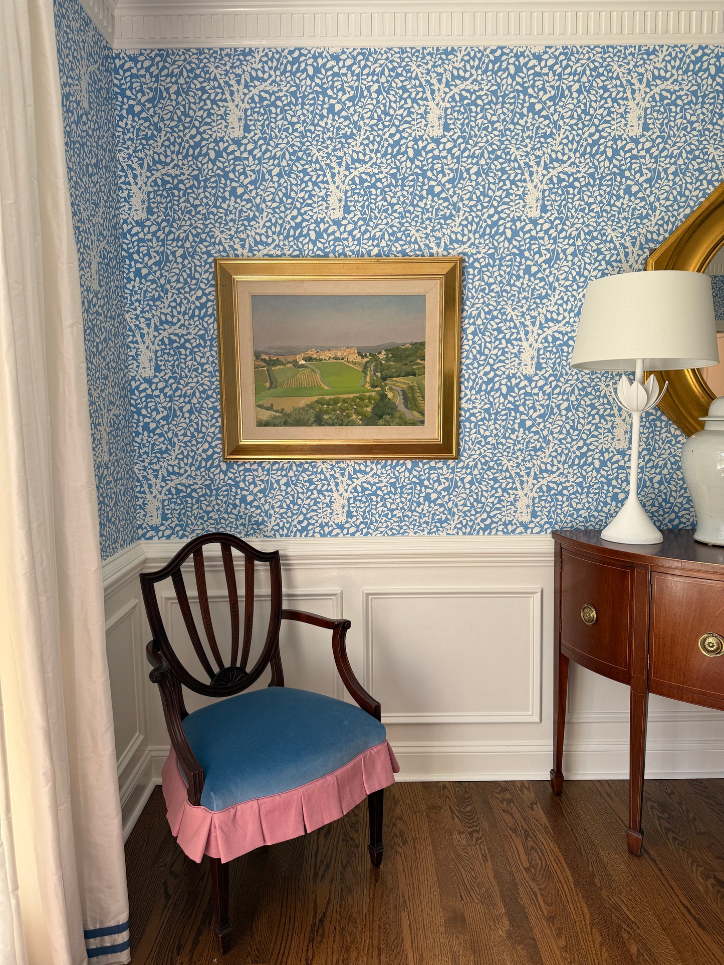 Michel Lefebvre Rousset-les-Vignes French Vineyard Landscape Oil Painting in Gold Frame