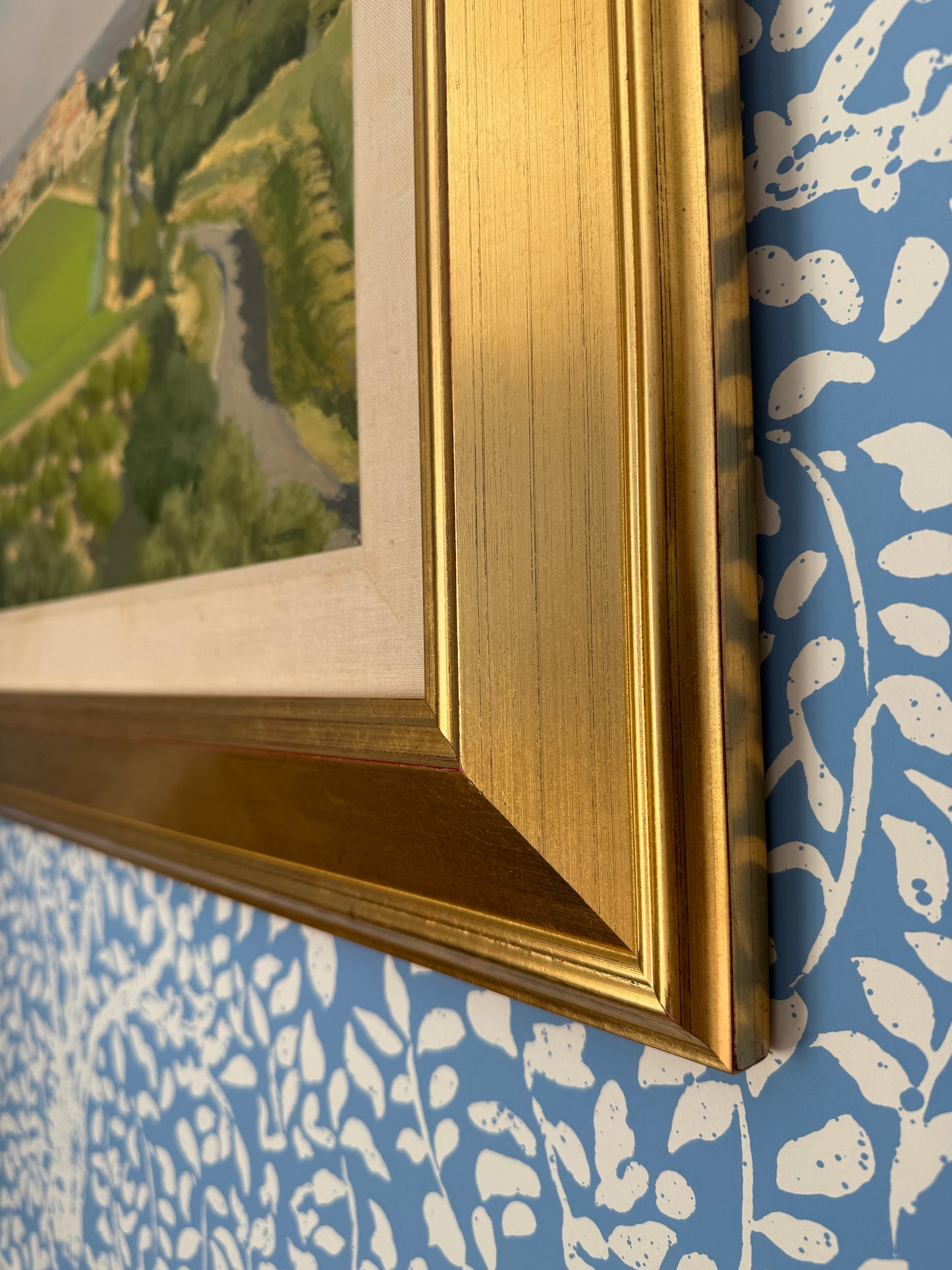 Michel Lefebvre Rousset-les-Vignes French Vineyard Landscape Oil Painting in Gold Frame