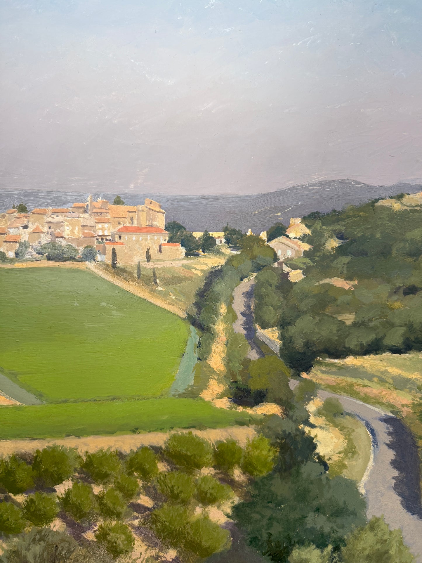 Michel Lefebvre Rousset-les-Vignes French Vineyard Landscape Oil Painting in Gold Frame