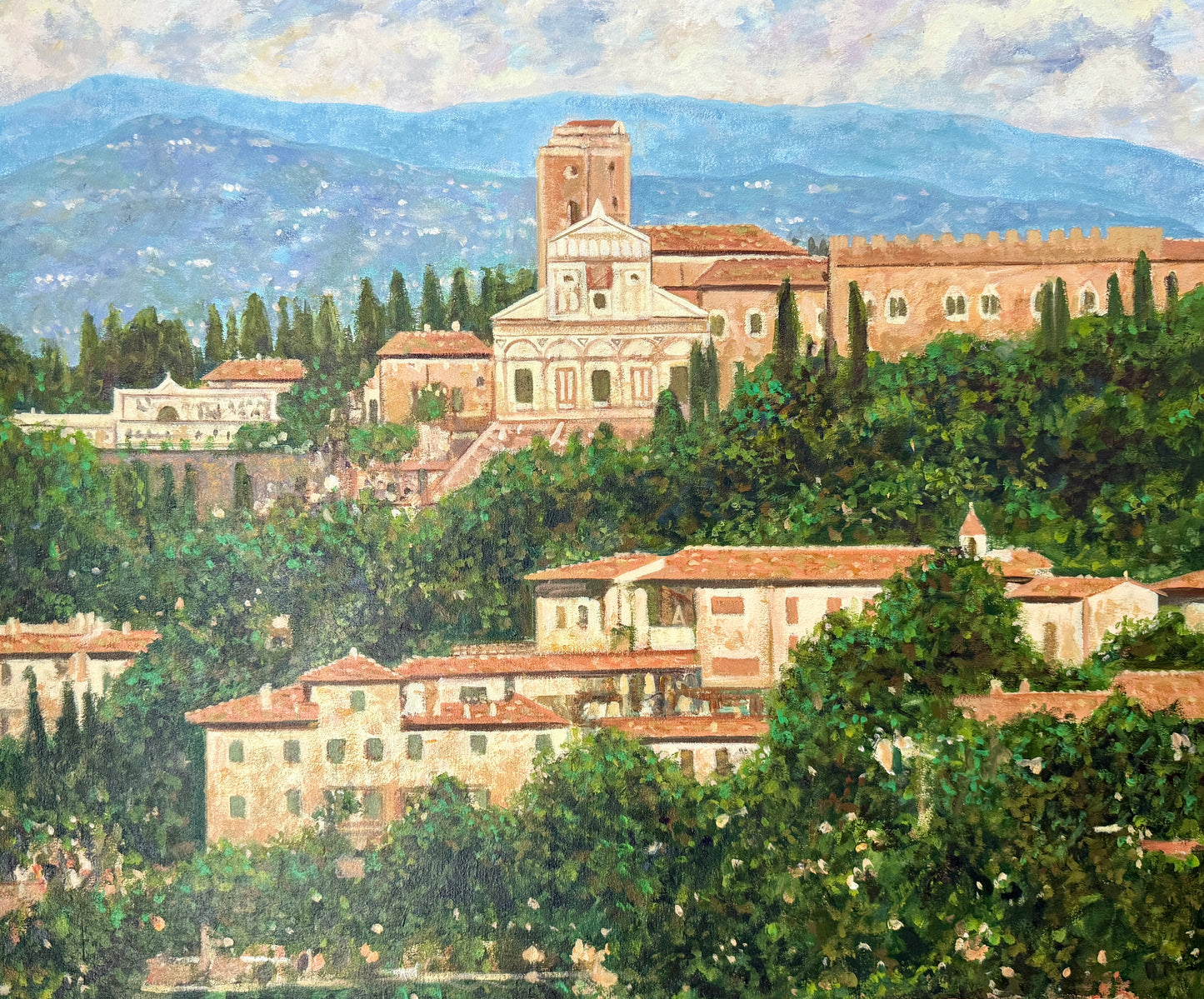 Francois Beaupre Collines aux Alentours de Florence Tuscany Italy Landscape Oil Painting in Gold Frame