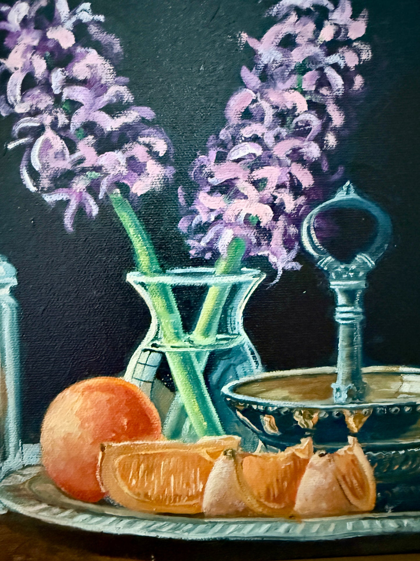 Pair of Brian Magargal Fresh Lemonade and Fresh Tea Still Life Oil Paintings in Gold Frames