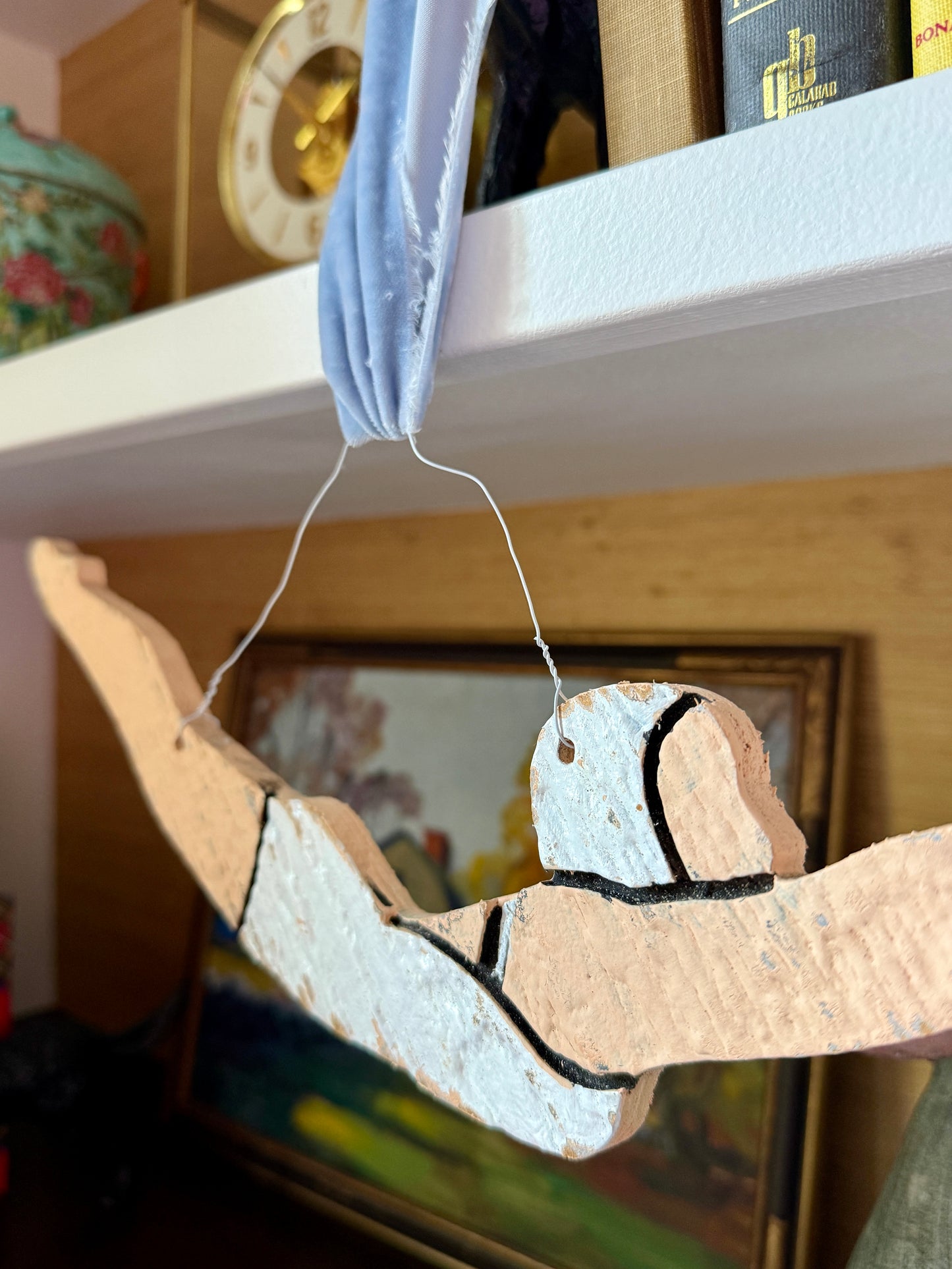 Pennsylvania Folk Wood Carved and Painted Swimmer in Bathing Cap