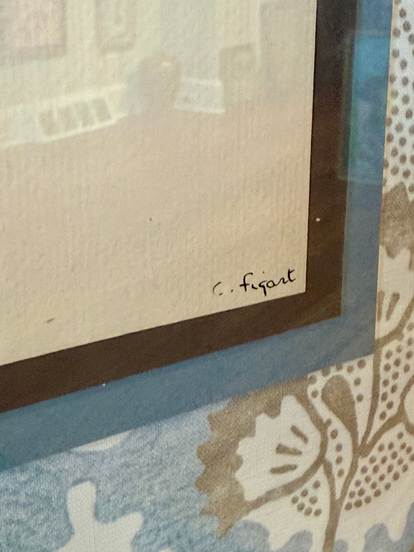 Catherine Figart Vogue Watercolor Fashion Illustration on Anna French Floral in Gold Frame