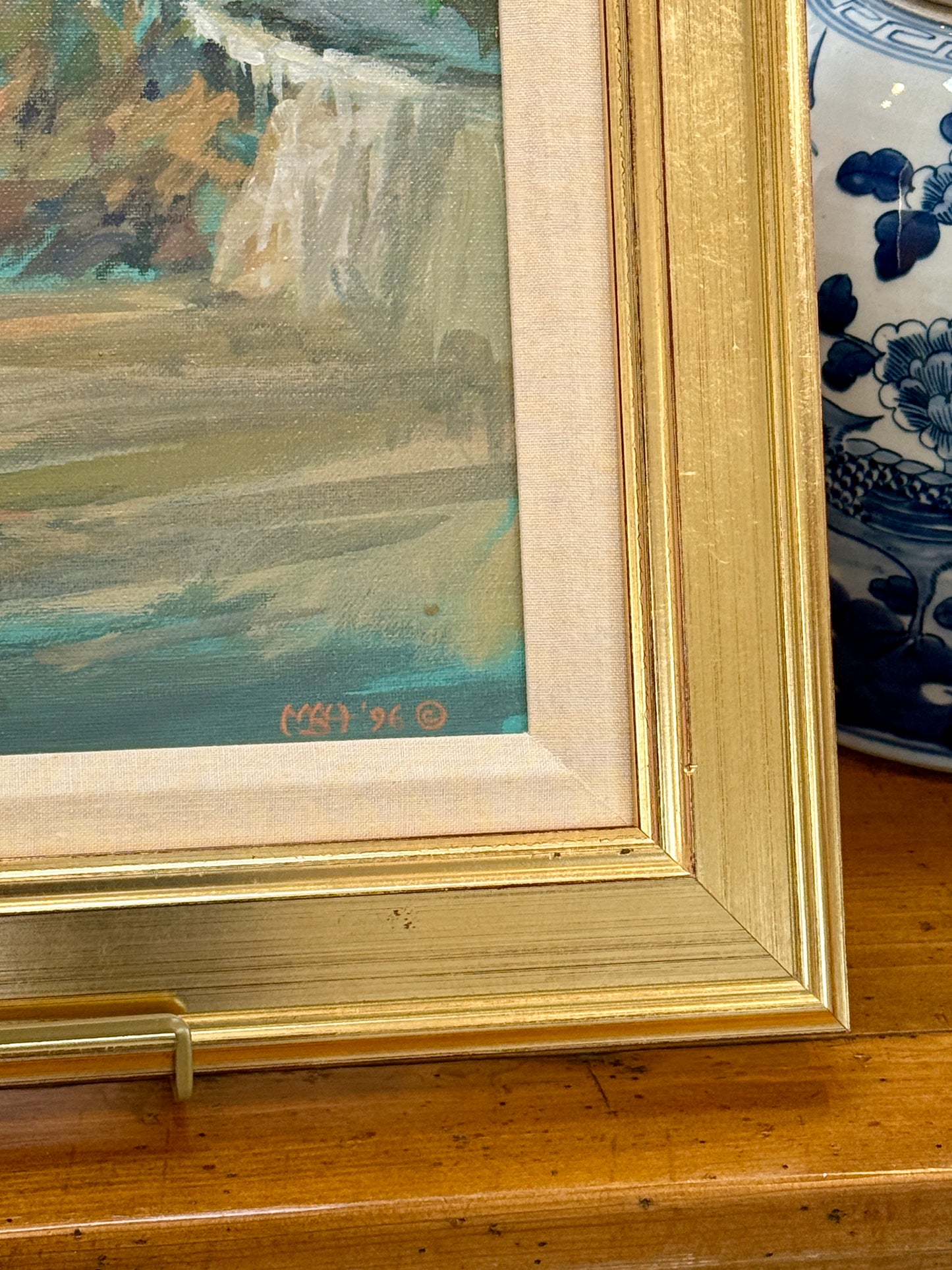 Marilyn Buckley Holland 1996 Cliff House San Francisco California Painting in Gold Frame
