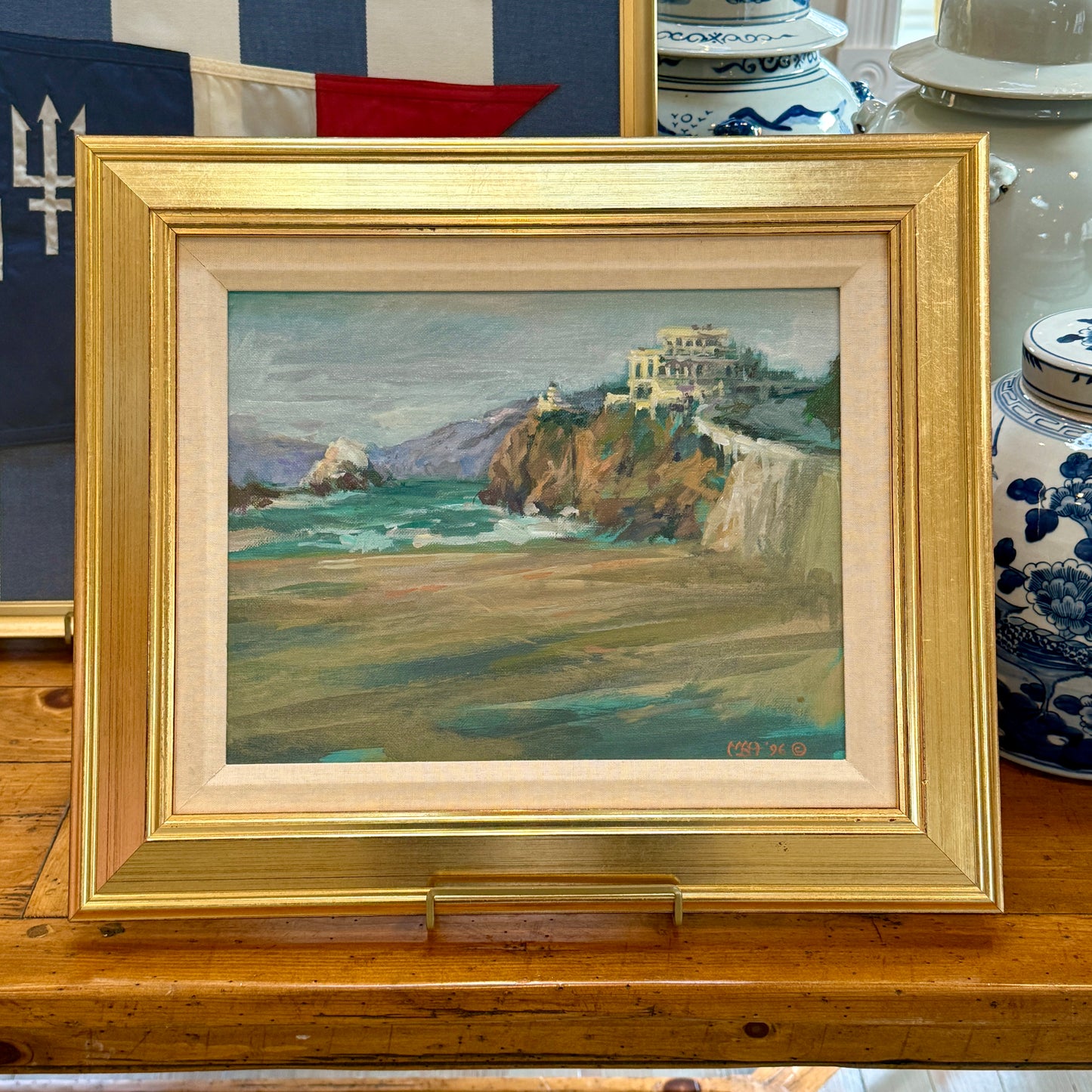 Marilyn Buckley Holland 1996 Cliff House San Francisco California Painting in Gold Frame