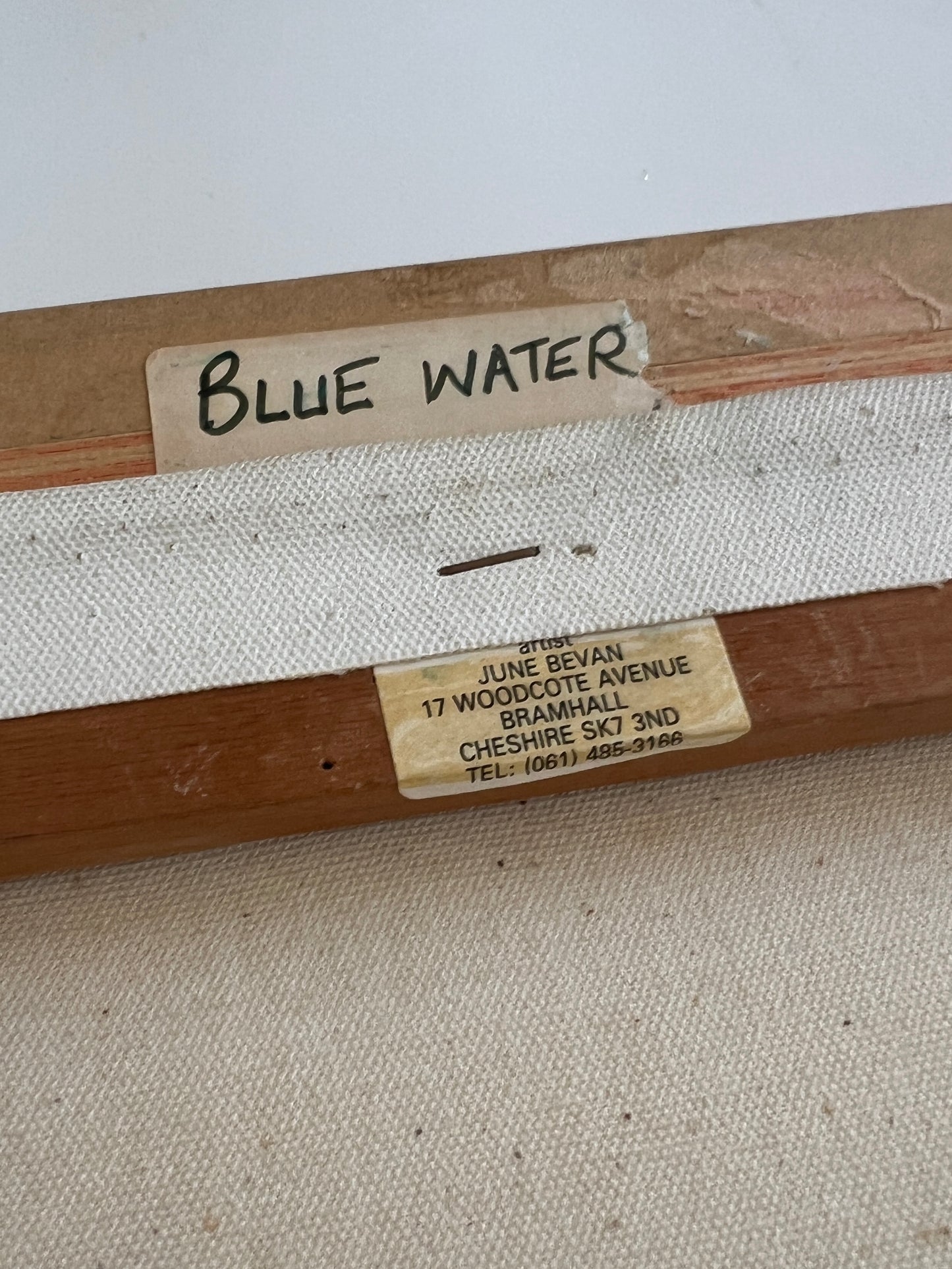June Bevan "Blue Water" Landscape Oil Painting in Gold Frame