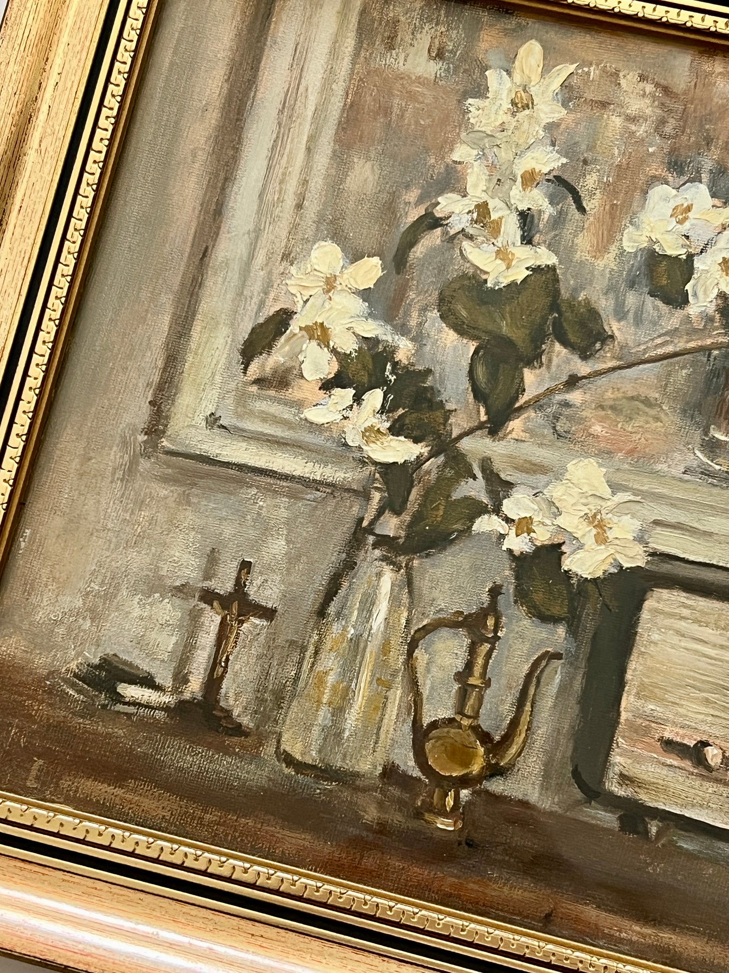 Harold Jones Early 20th Century Orange Blossom Still Life Oil Painting in Gold Frame