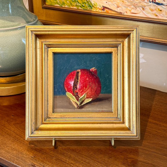 Youqing Wang Pomegranate Still Life Oil Painting in Gold Frame