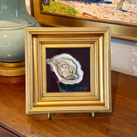 Youqing Wang Shucked Oyster Still Life Oil Painting in Gold Frame