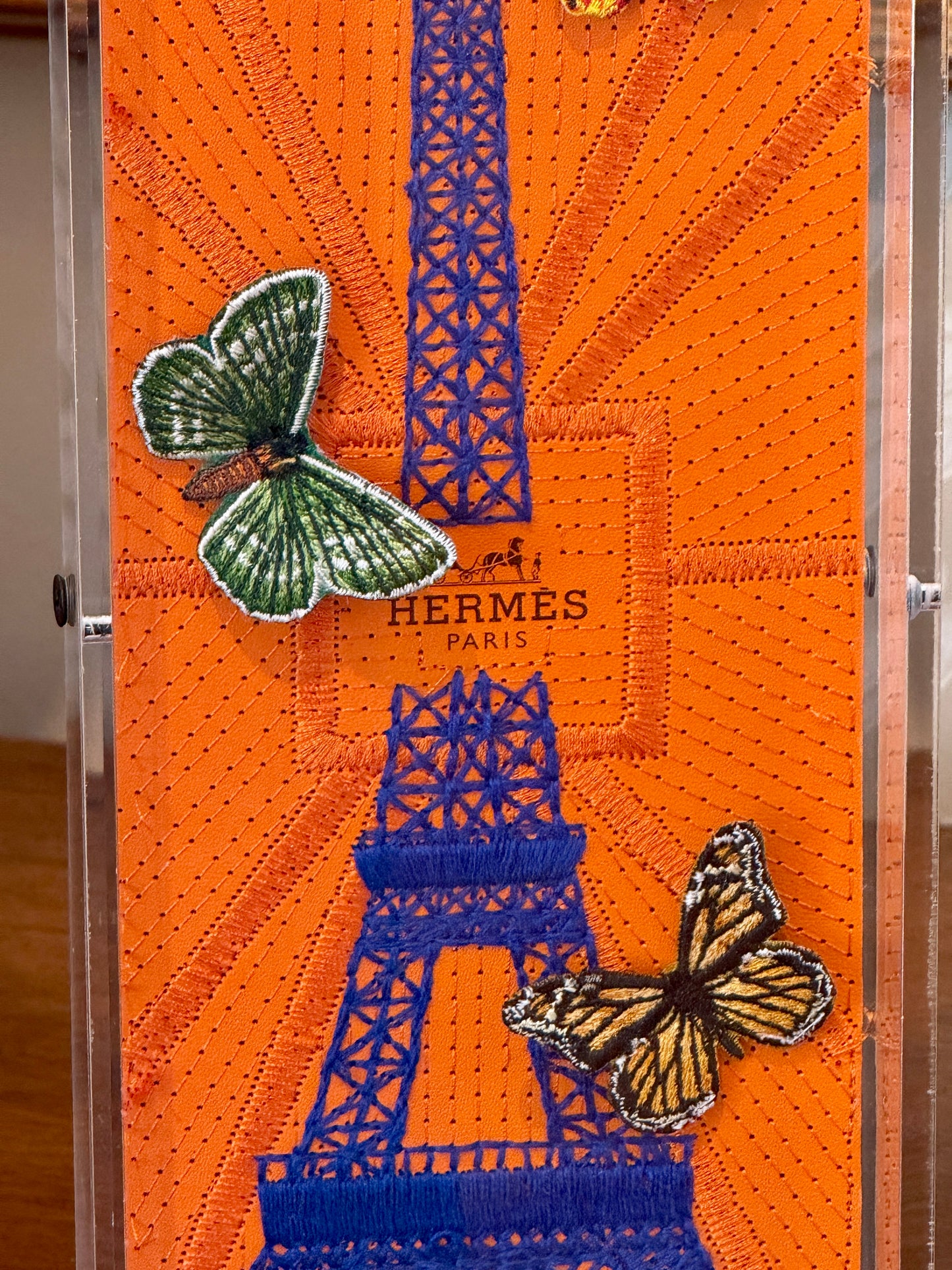 Stephen Wilson Hermes Eiffel Tower Butterflies in Acrylic Shadowbox